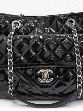Chanel Coco Shine Tote Quilted Patent Black